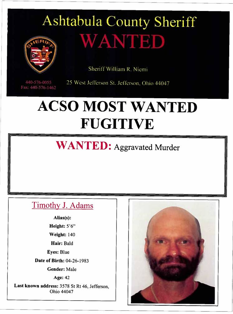 Ashtabula County Man Wanted for Aggravated Murder After Fatal Shooting (UPDATE)